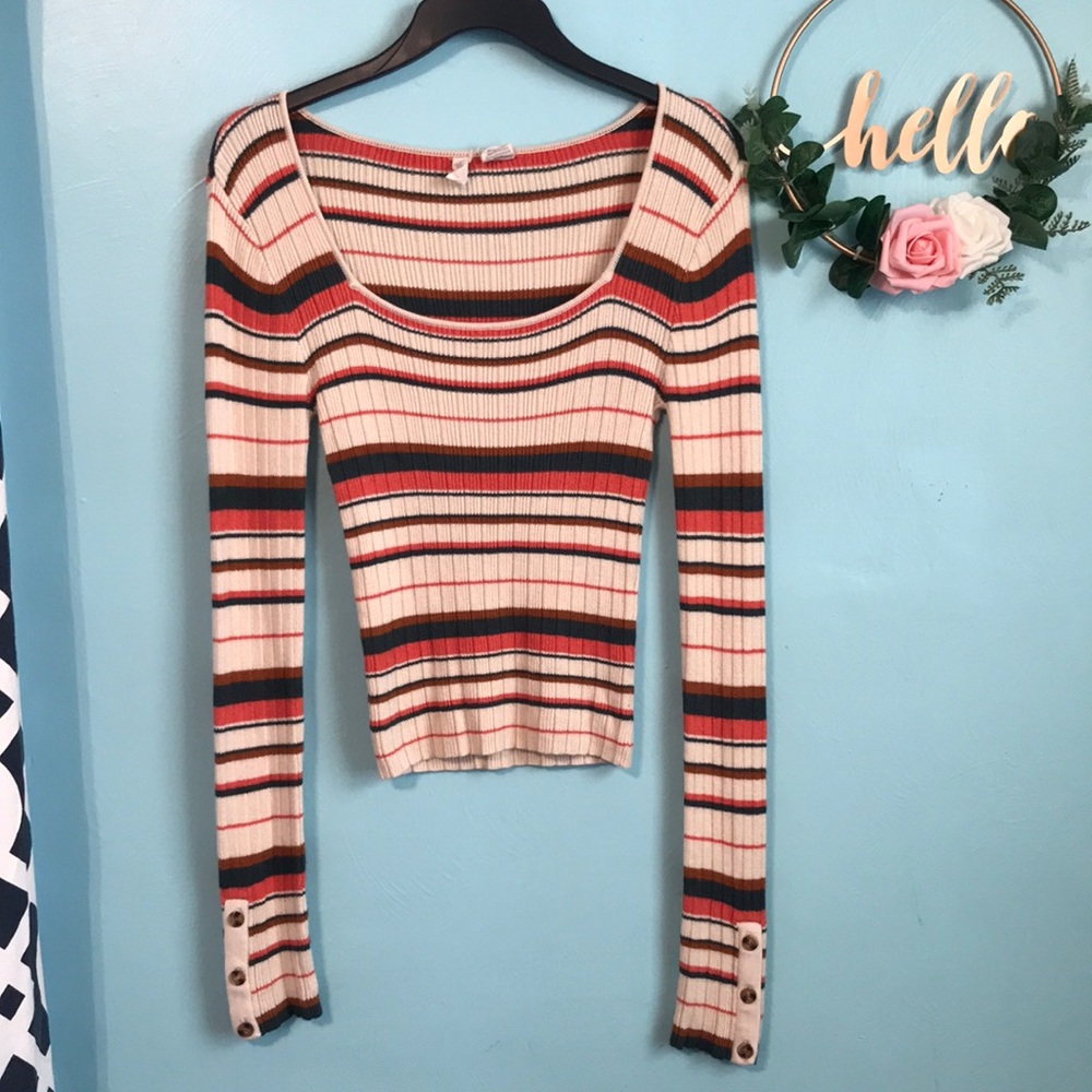 Sky and Sparrow Multicolored Striped Sweater